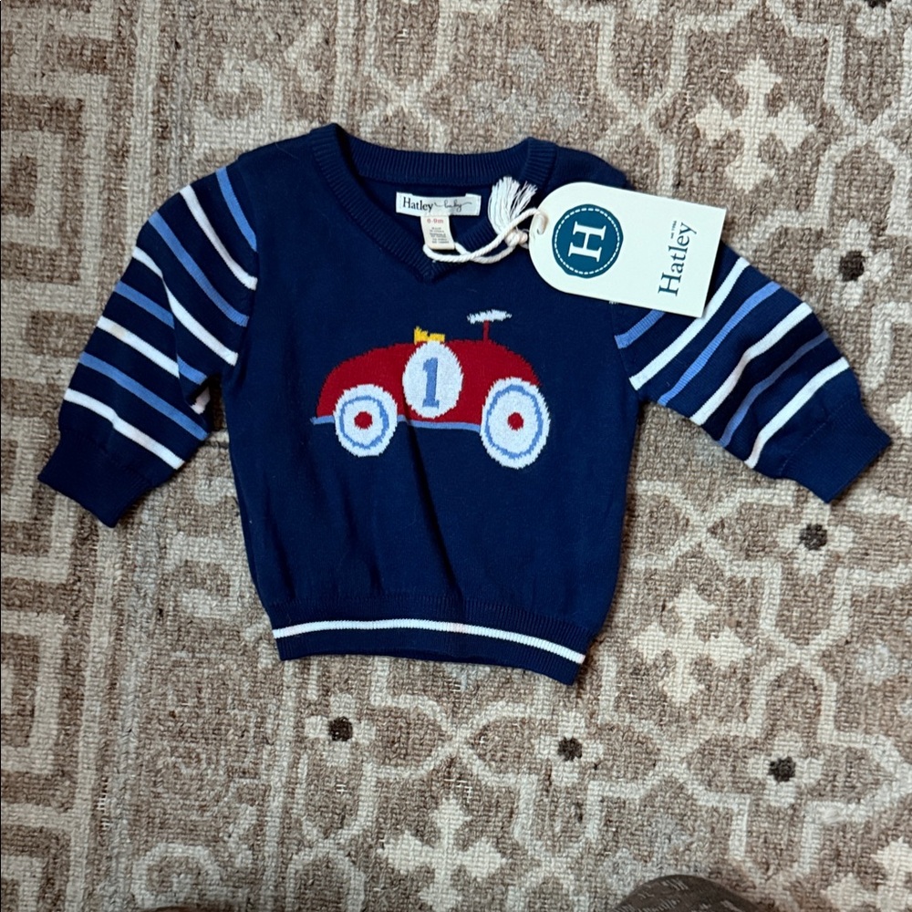 Hatley Navy Sweater with Red Race Car